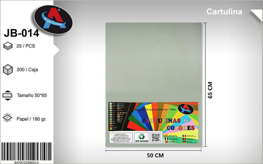 Pack 25 Cartolinas 50 x 65 Cm Cinzento