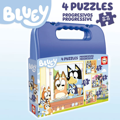 Puzzle Educa Mala Progressivos Bluey 12-16-20-25 pçs