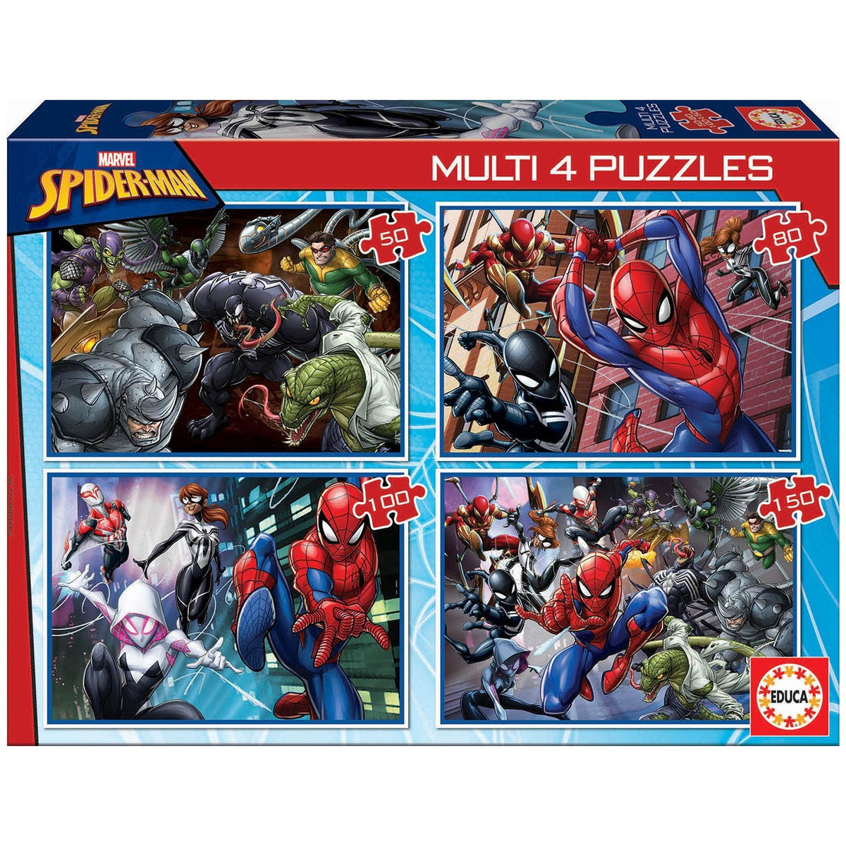 Puzzle Educa Multi 4 Spider-Man 50-80-100-150 pçs