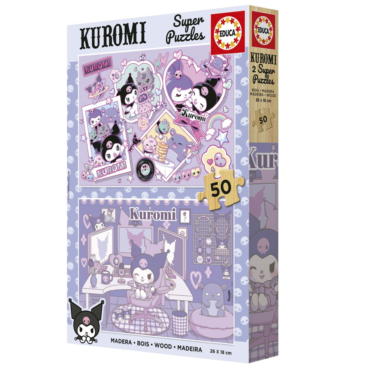 Puzzle Educa Kuromi Madeira 2x50 pçs