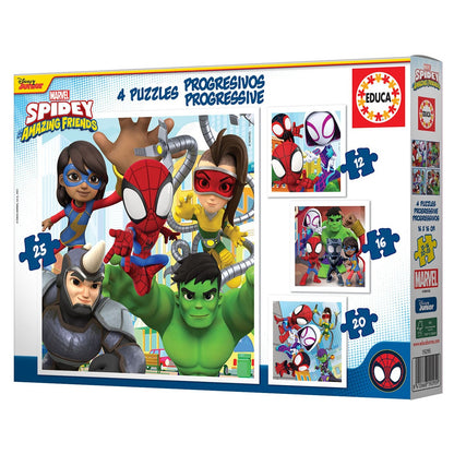 Puzzle Educa Progressivos Spidey 12-16-20-25 pçs