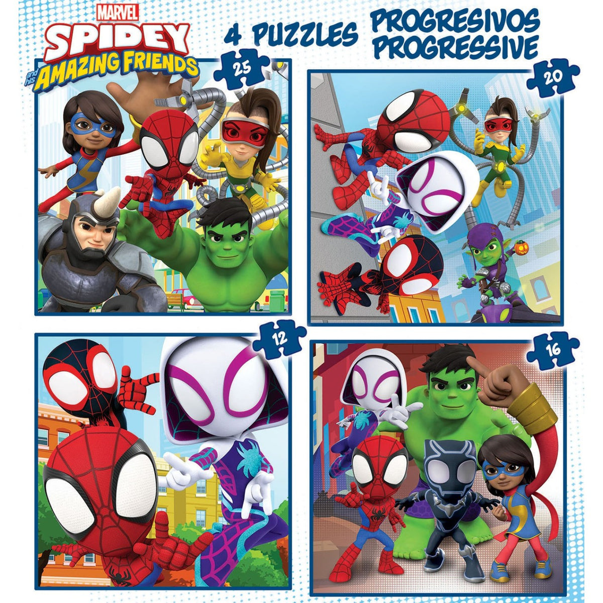 Puzzle Educa Progressivos Spidey 12-16-20-25 pçs