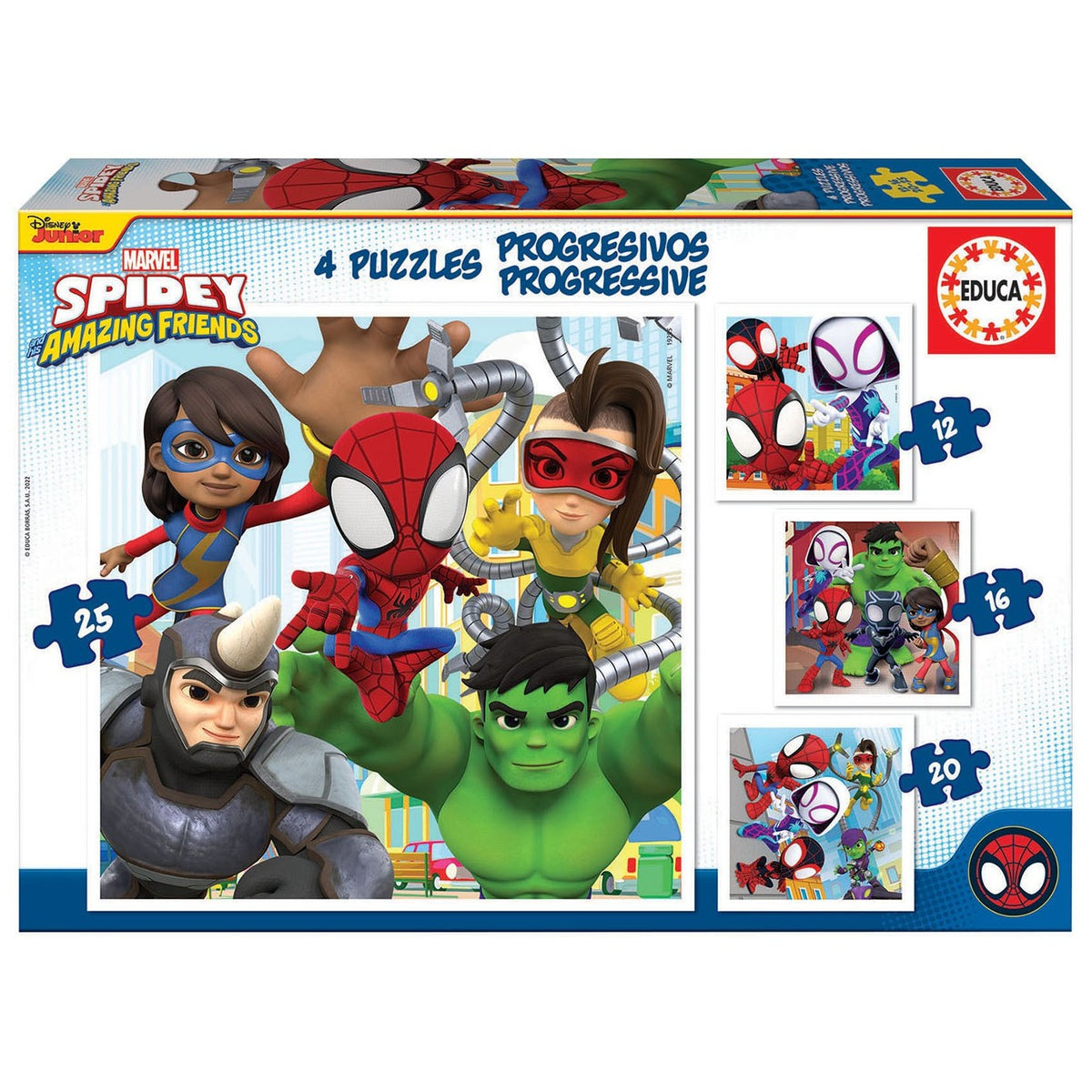 Puzzle Educa Progressivos Spidey 12-16-20-25 pçs