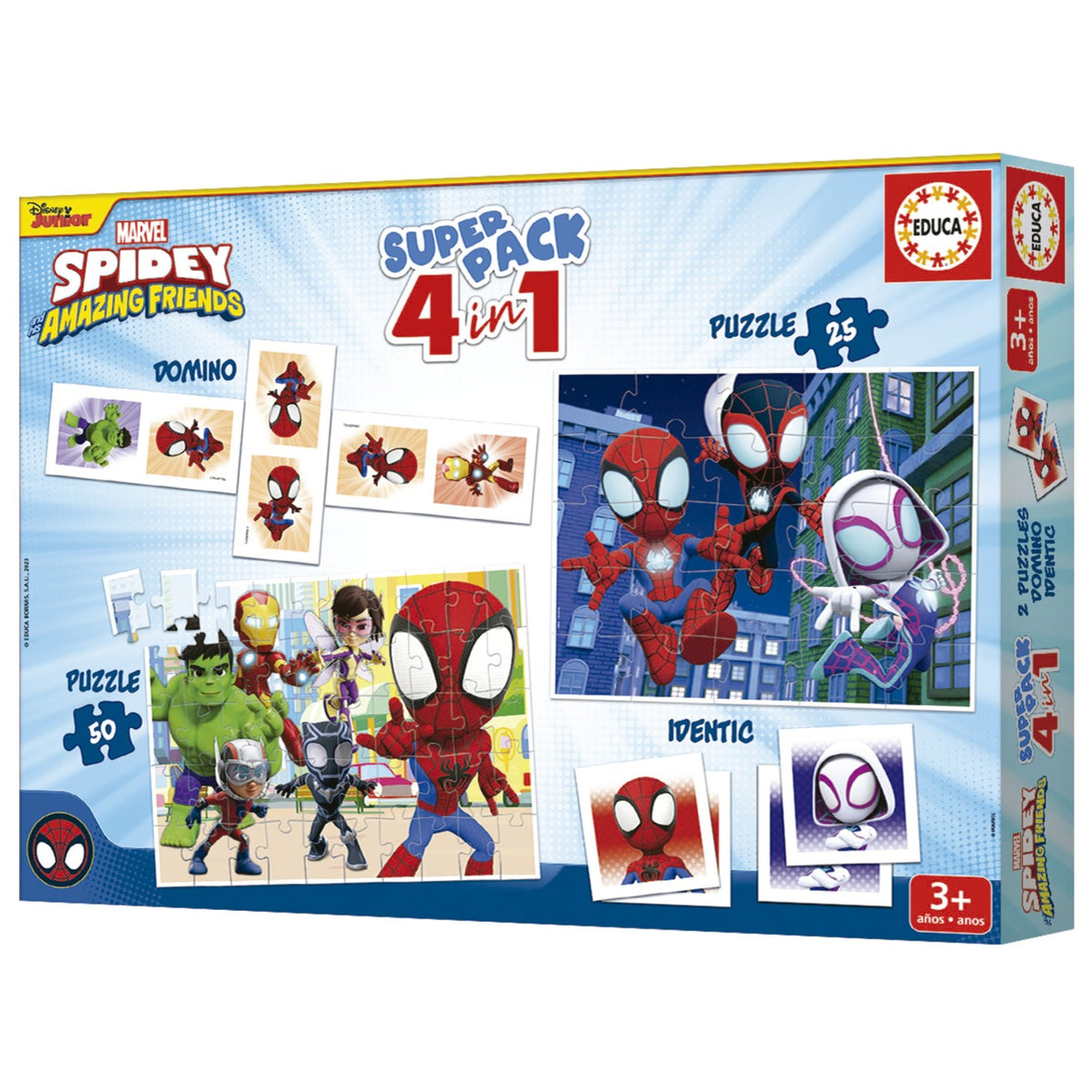Puzzle Educa Superpack 4 em 1 Spidey e Amigos