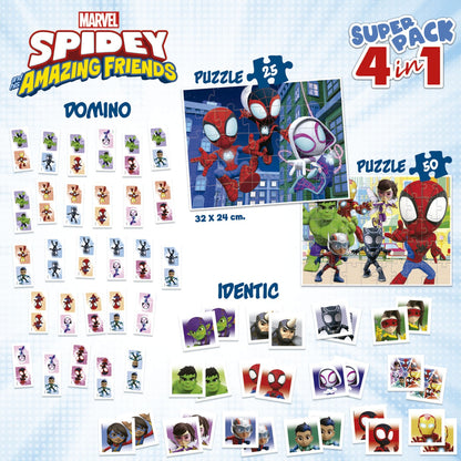 Puzzle Educa Superpack 4 em 1 Spidey e Amigos
