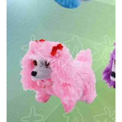 Cão de Peluche com Flores e Música - Rosa