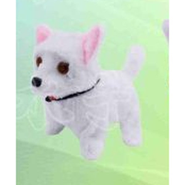 Cão de Peluche de Orelhas Bicudas com Música - Branco