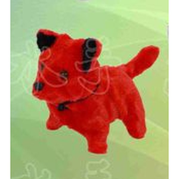 Cão de Peluche de Orelhas Bicudas com Música - Vermelho