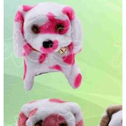 Cão Malhado de Peluche com Guizo e Música - Manchas Vermelhas