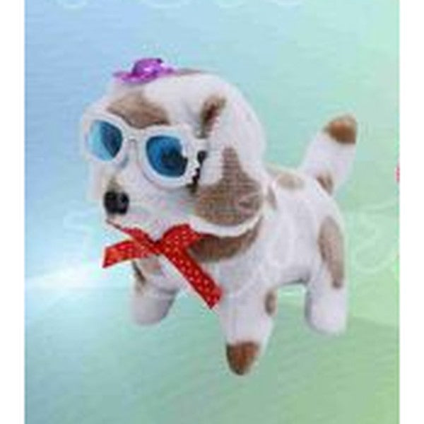 Cão Malhado de Peluche com Chapéu e Óculos - Manchas Castanhas