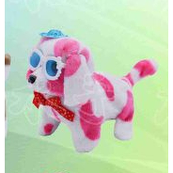 Cão Malhado de Peluche com Chapéu e Óculos - Manchas Rosa