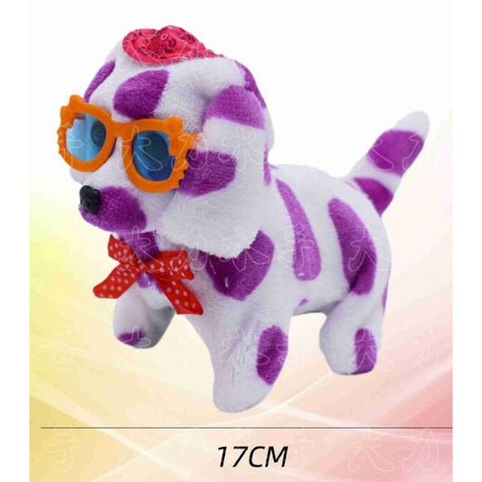 Cão Malhado de Peluche com Chapéu e Óculos - Manchas Roxas