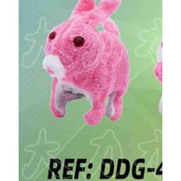 Coelho de Peluche de Pelo Liso com Música - Rosa