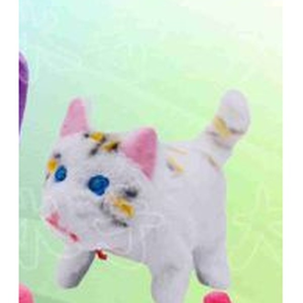 Gato Eletrónico de Peluche que Anda para a Frente e para Trás - Branco