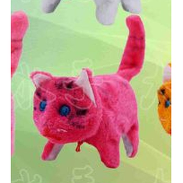 Gato Eletrónico de Peluche que Anda para a Frente e para Trás - Vermelho