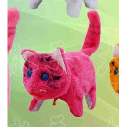 Gato Eletrónico de Peluche que Anda para a Frente e para Trás - Vermelho