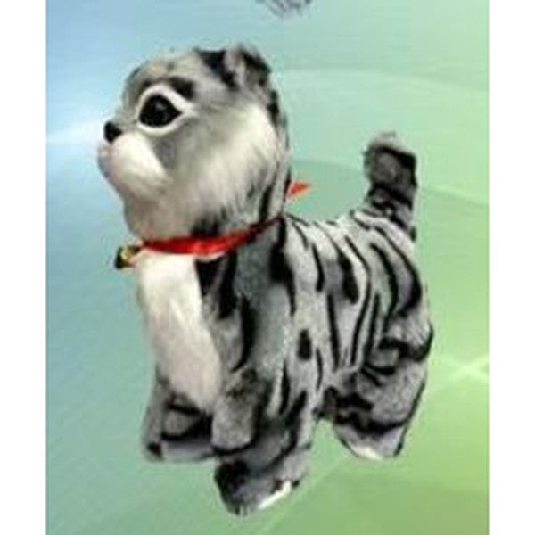 Gato Grande de Peluche com Música - Tigrado Cinzento