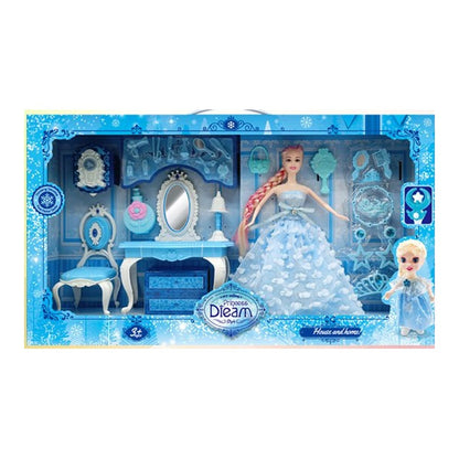 Boneca c/ Tocador de Joias - Vestido Azul