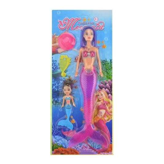 Boneca Sereia c/ Luz 34 Cm Altura - Cabelo Roxo