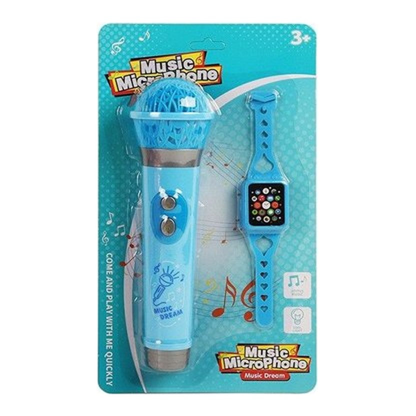 Microfone c/ Luz e Som 27,5 x 15,5 Cm - Azul