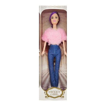 Boneca Fashion 30 Cm Altura - Casaco Rosa