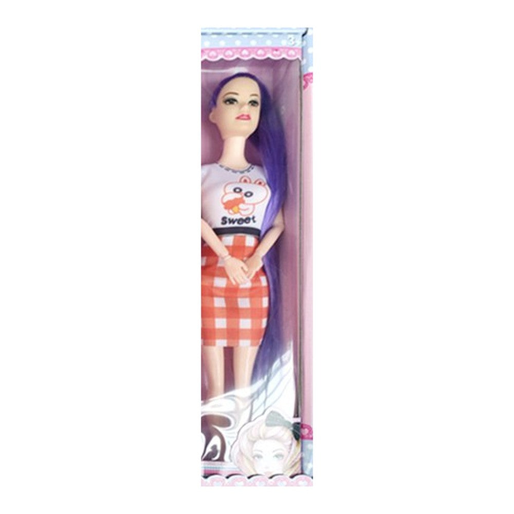 Boneca "Barbie" 32.5 x 41.5 Cm - Saia Xadrez Vermelha