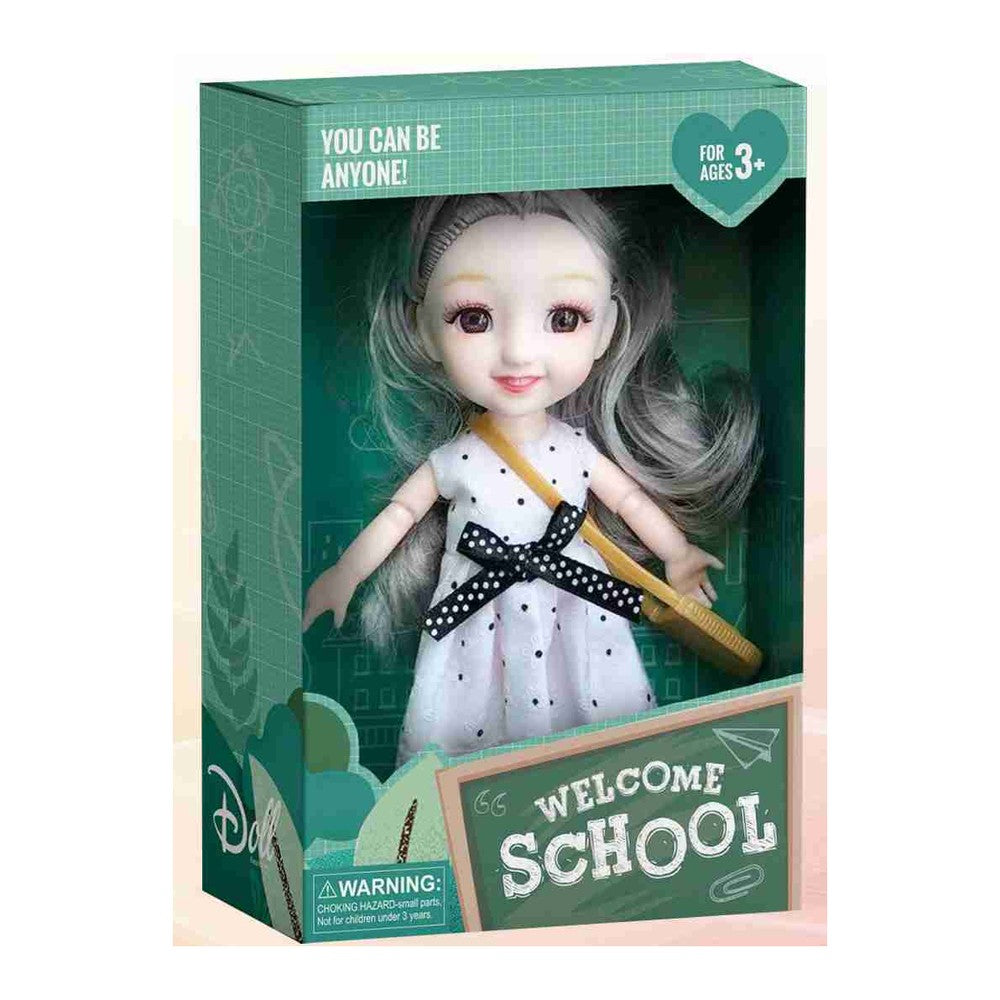 Boneca Escolar 15 Cm Altura - Preto e Branco