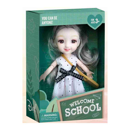 Boneca Escolar 15 Cm Altura - Preto e Branco