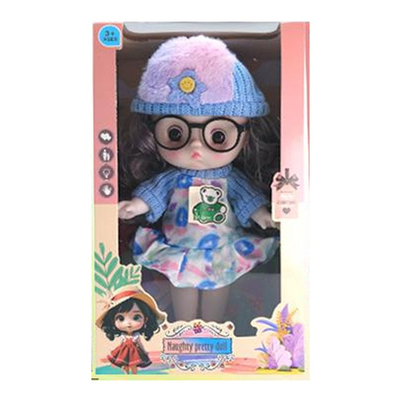 Boneca c/ Som e Luz 30 Cm Altura - Chapéu Azul