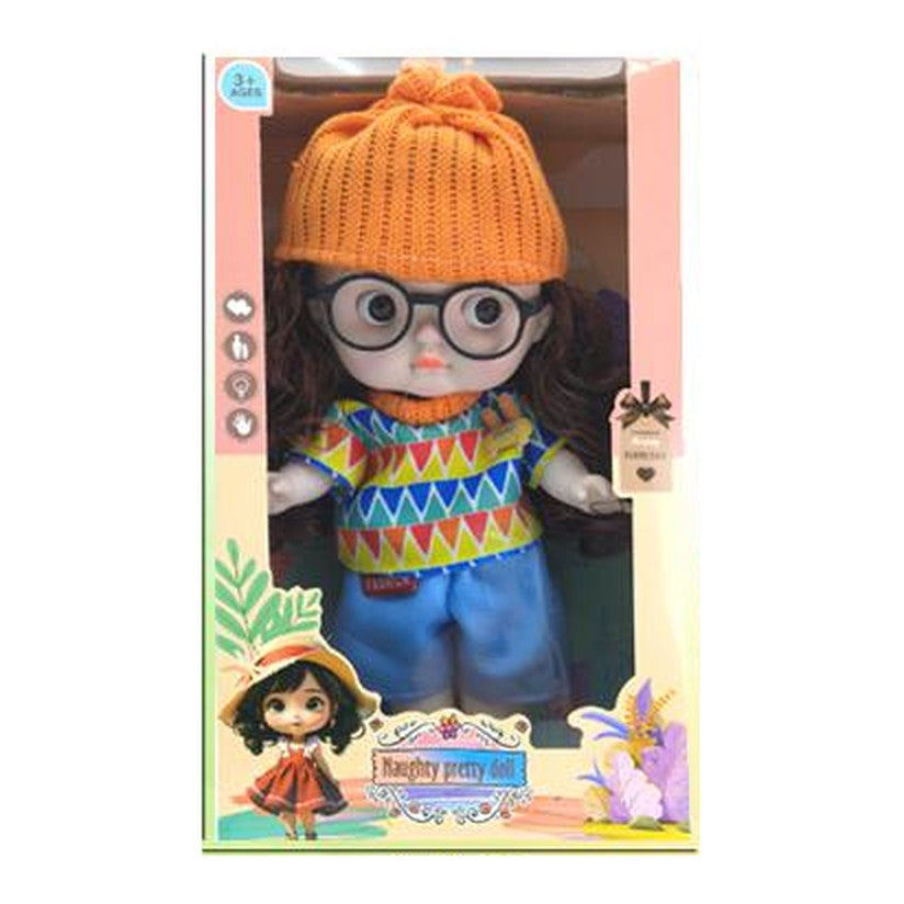 Boneca c/ Som e Luz 30 Cm Altura - Gorro Laranja