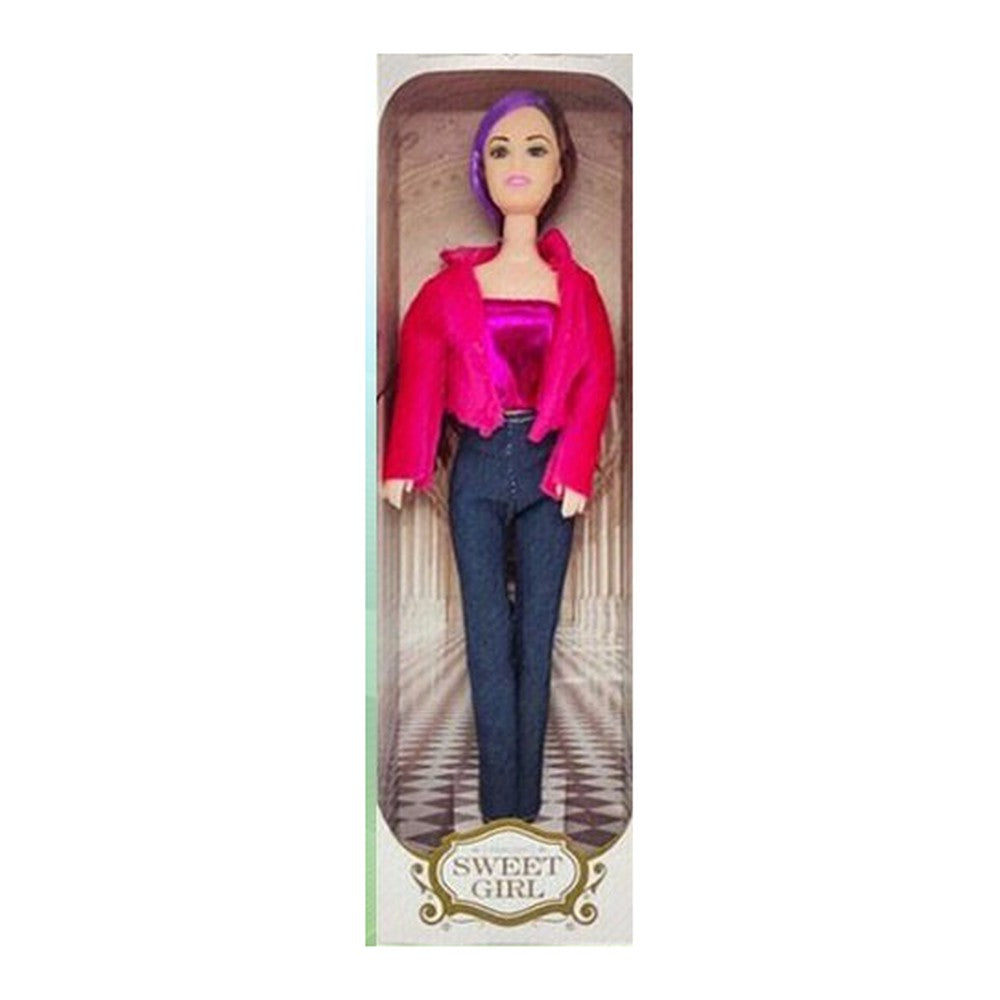 Boneca Fashion 30 Cm Altura - Casaco Rosa