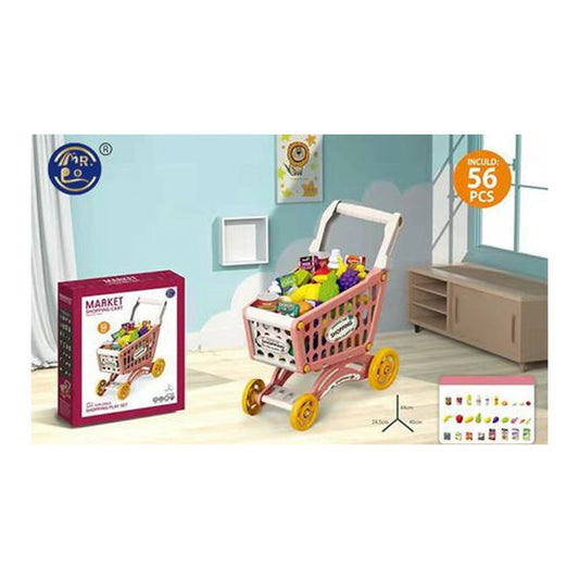Carrinho de Compras com 56 Peças - Rosa