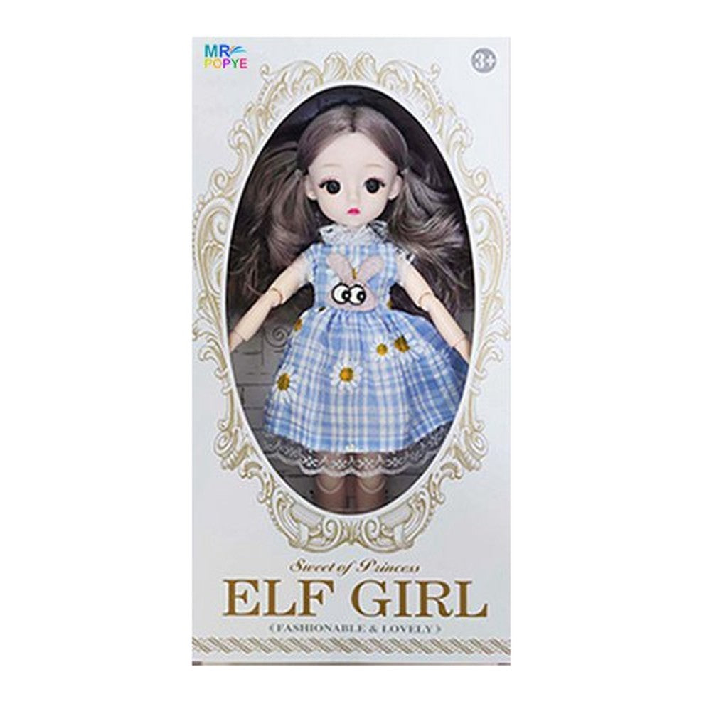 Boneca Elf Girl - Xadrez Azul