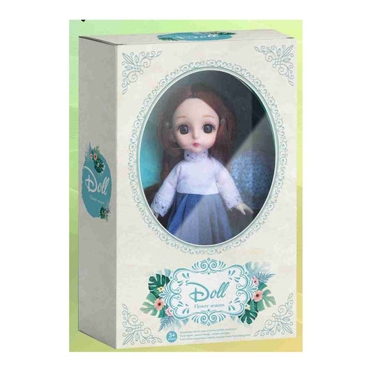 Boneca Fashion 15 Cm Altura - Branco e Azul