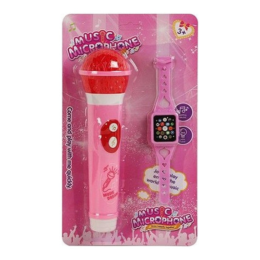 Microfone c/ Luz e Som 27,5 x 15,5 Cm - Rosa