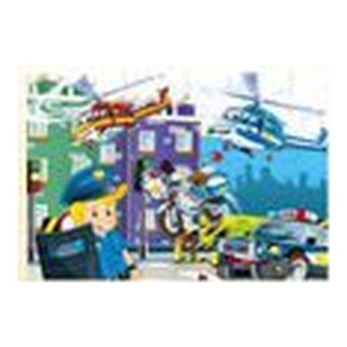 Puzzle Transportes Polícia 24 peças - Helicóptero e Mota