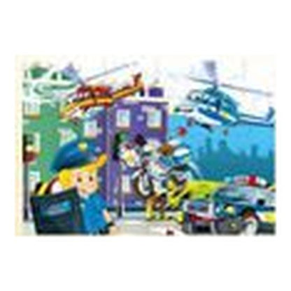 Puzzle Transportes Polícia 24 peças - Helicóptero e Mota