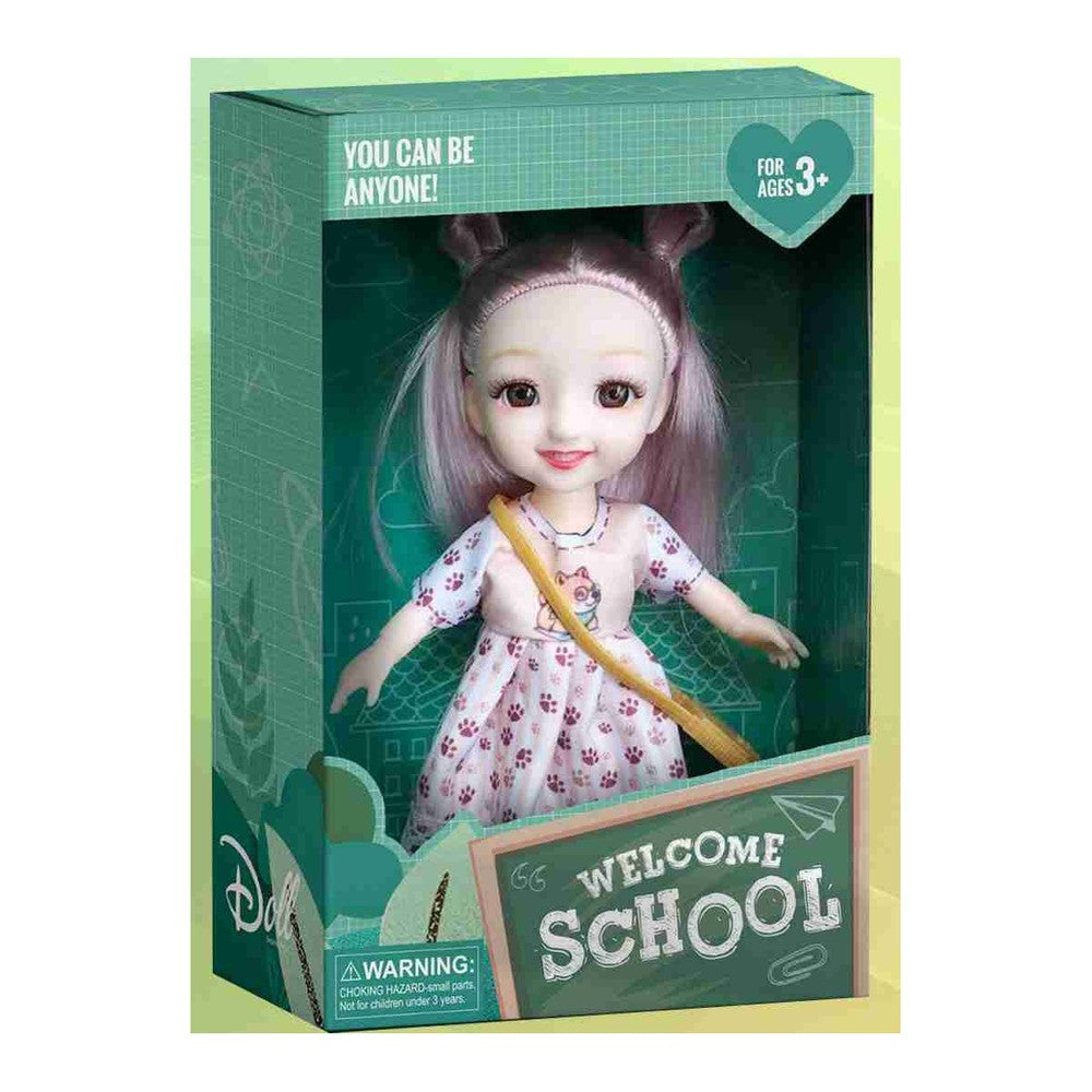 Boneca Escolar 15 Cm Altura - Rosa