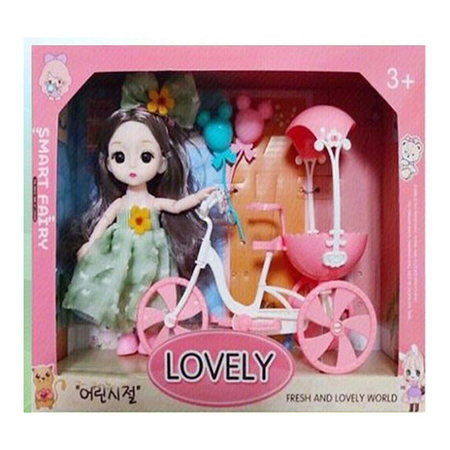 Boneca c/ Bicicleta e Acessórios - Verde