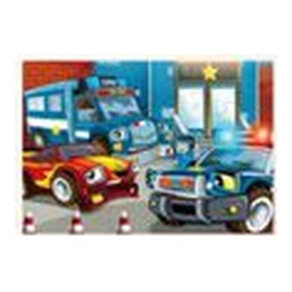 Puzzle Transportes Polícia 24 peças - Carro Vermelho