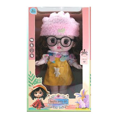 Boneca c/ Som e Luz 30 Cm Altura - Chapéu Rosa
